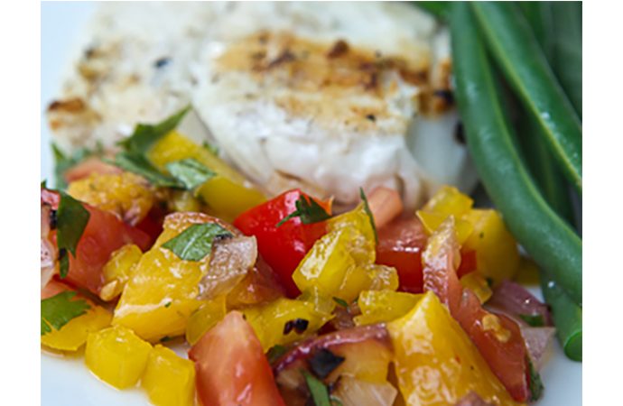 Grilled Halibut with Peach Salsa