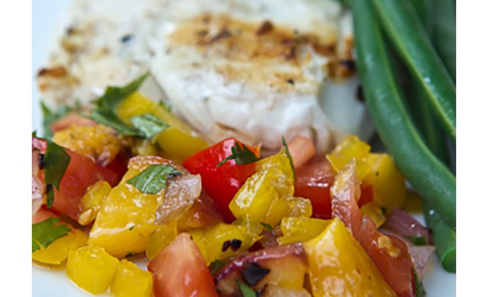 Grilled Halibut with Peach Salsa