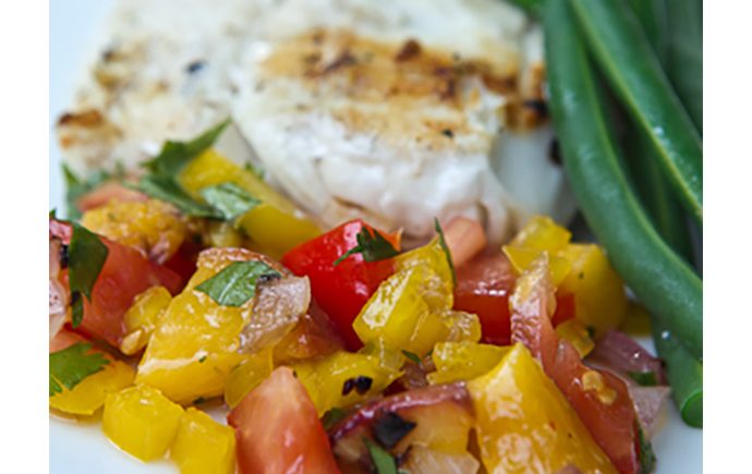 Grilled Halibut with Peach Salsa