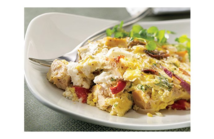 Turkey, Red Pepper and Goat Cheese Frittata