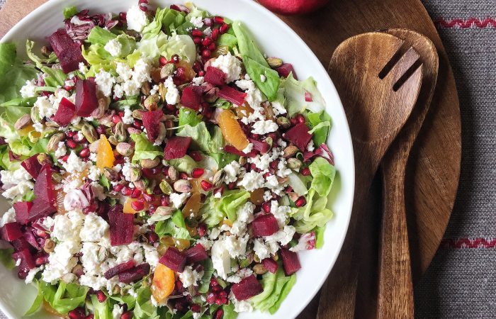 Colourful Christmas Salad with Brussels’ Sprouts, Clementines and Pomegranates