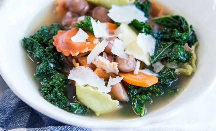 Kale, Pancetta, and Cheese Tortellini Soup
