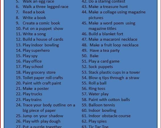 65 Indoor Activities for kids via www.parentclub.ca